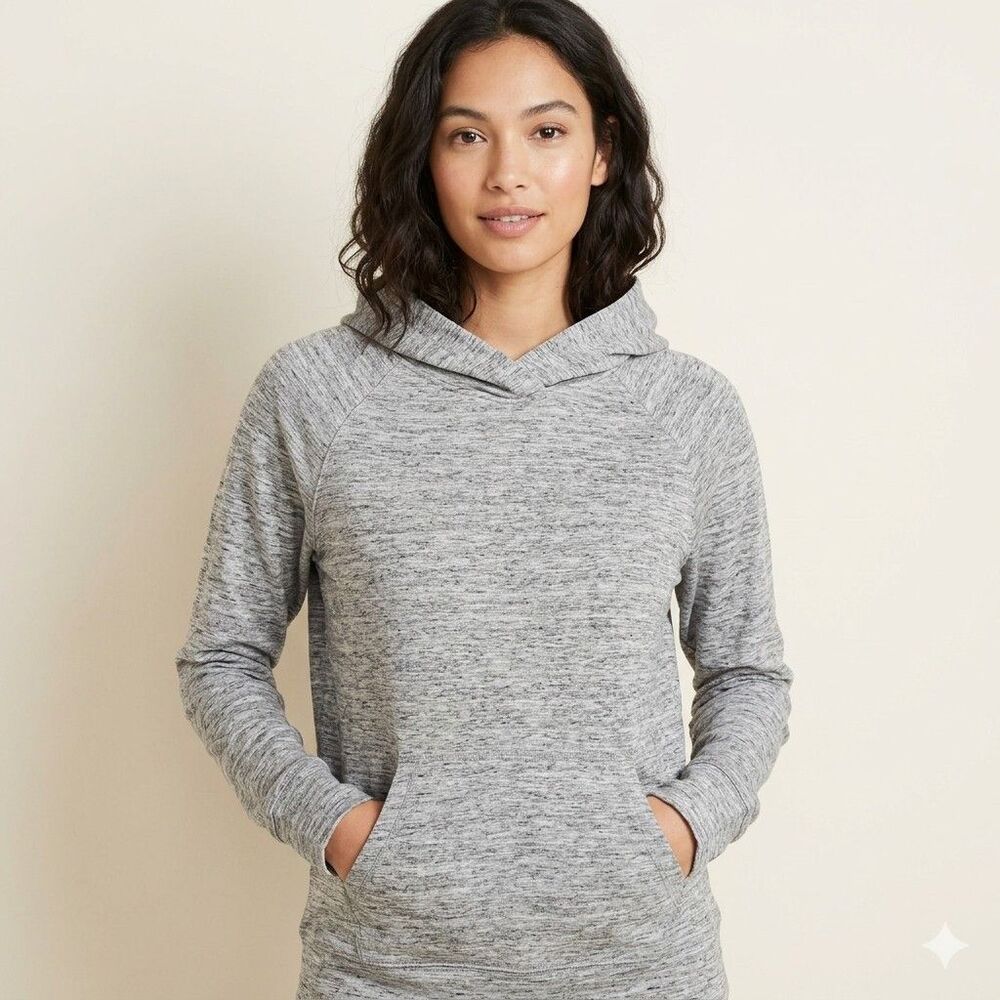 Daily Ritual Terry Cotton Modal Raglan Hoodie Gray Stretch Sweatshirt Womens M